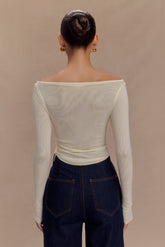 Colette Boat Neck Mesh Top - Ivory